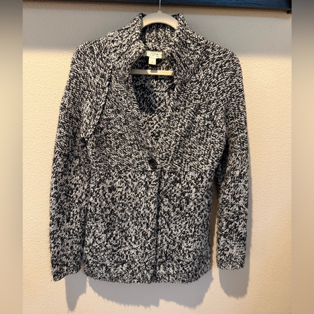 Black & White Speckled 3/4 Sleeve Women’s Sweater by Ann Taylor Loft Size Medium